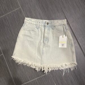 Show Me Your MuMu Light Denim Frayed Skort